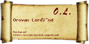 Orovan Loránd névjegykártya
